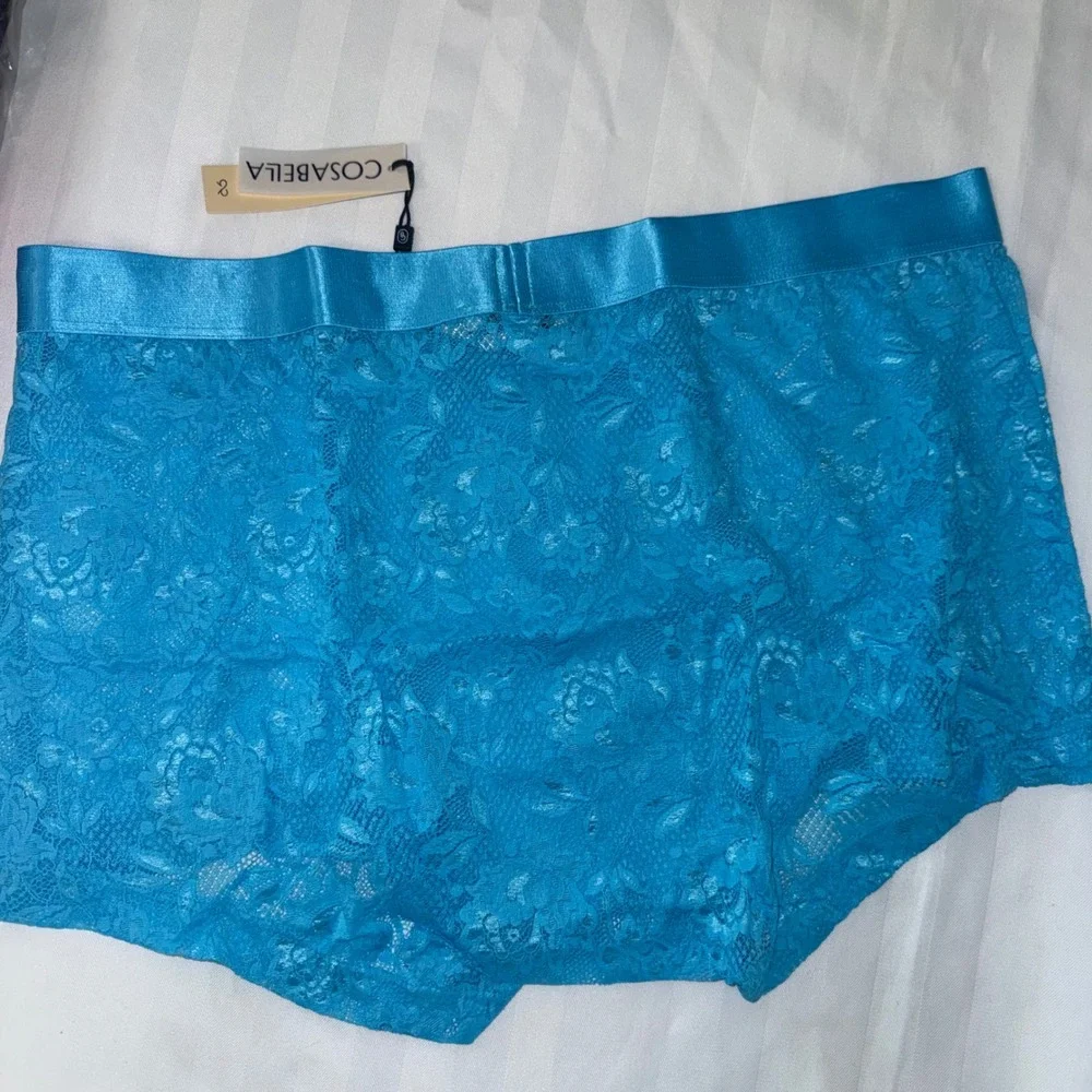 Cosabella Never Say Never Mens Lace Boxer Briefs‎ Blue Floral Trunks New XL